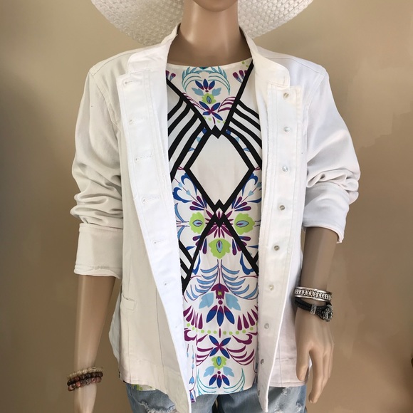 Baccini Jackets & Blazers - Baccini White Denim Jackwt XL 18/20